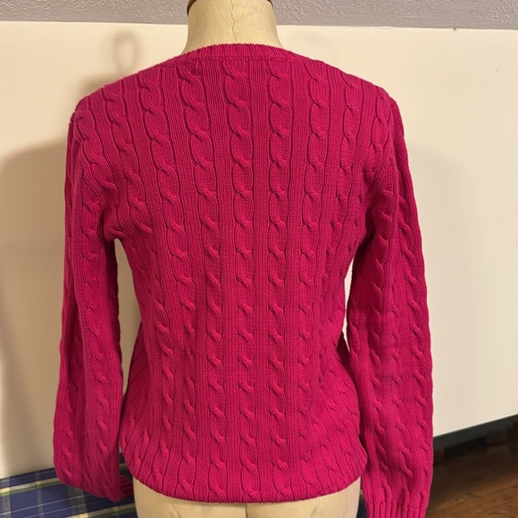 Ralph Lauren Sport pink cotton cable v-neck sweater - Picture 2 of 4